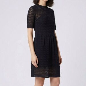 Missoni Knit Stretch Open Lace Shortsleeve Dress Navy Blue Size Medium